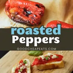 collage of roasted pepper process, with text overlay.