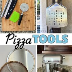 collage of pizza tools, with text overlay.