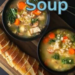 two bowls of soup with text overlay.
