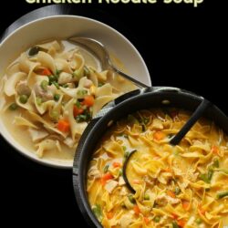 collage of pot and bowls of soup, with text overlay.