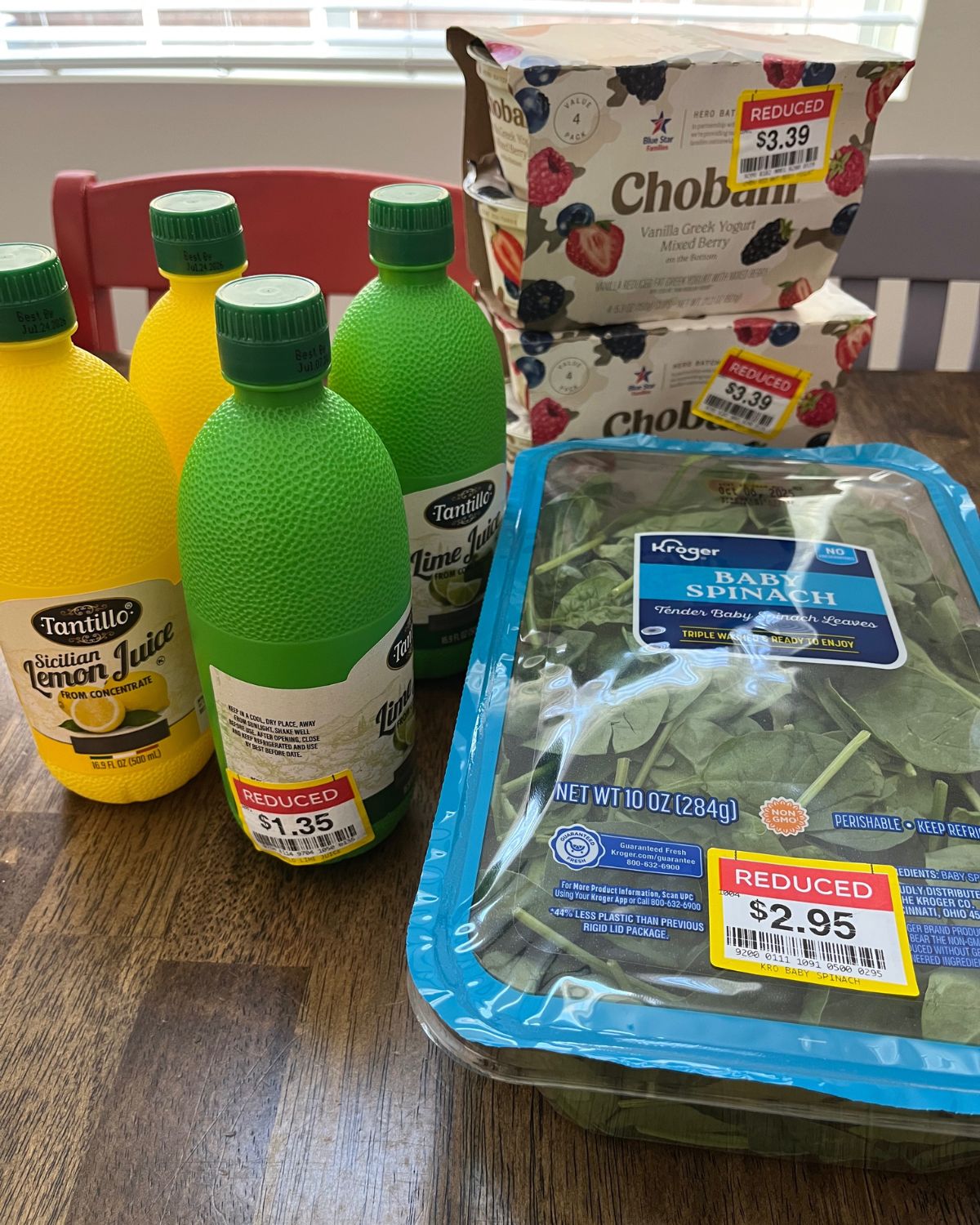 clearance items on table.