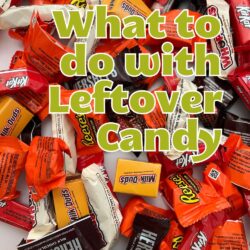 collage of leftover candy recipes, with text overlay.