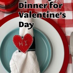 valentine place-setting with text overlay.