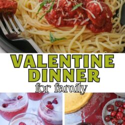 collage of valentine dinner for family with text overlay.