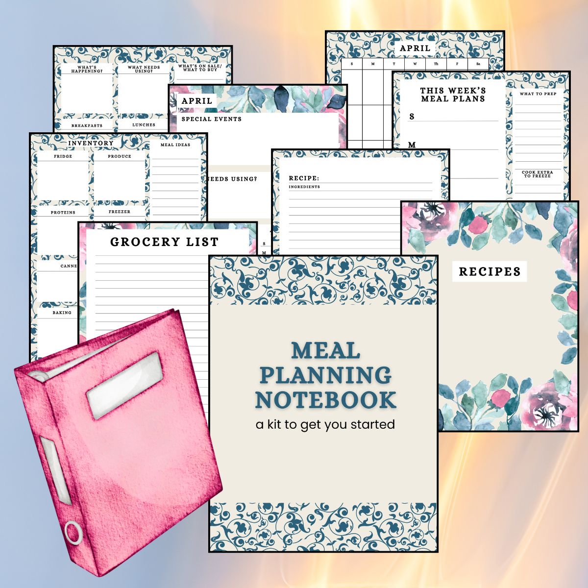 what's included in meal planning notebook kit,