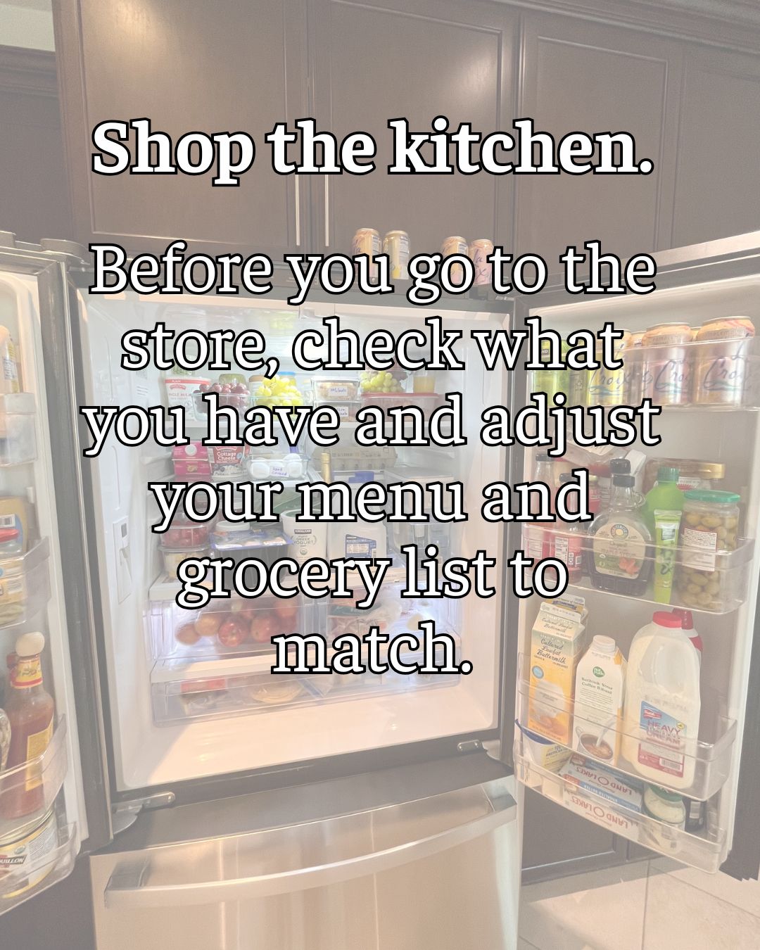 open fridge with text overlay for 4th of july.