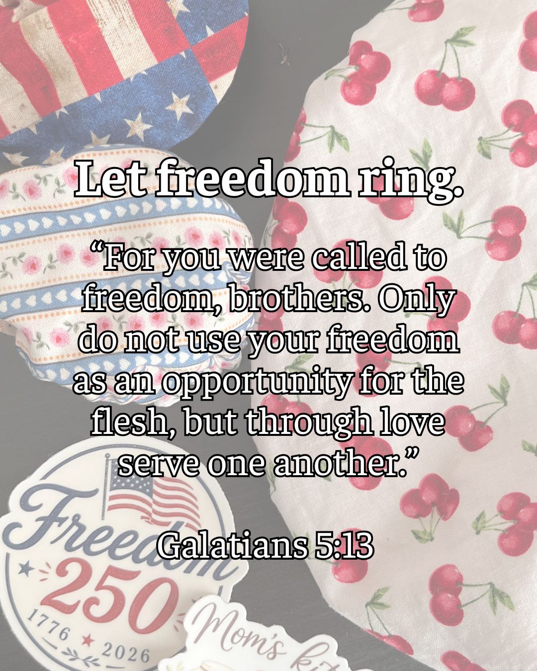 americana items, with text overlay.